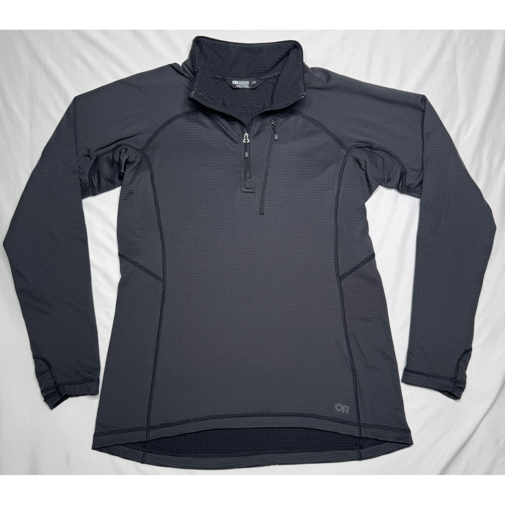 Outdoor Research Womens Vigor Quarter Zip Grid Fleece Pullover Gray Large